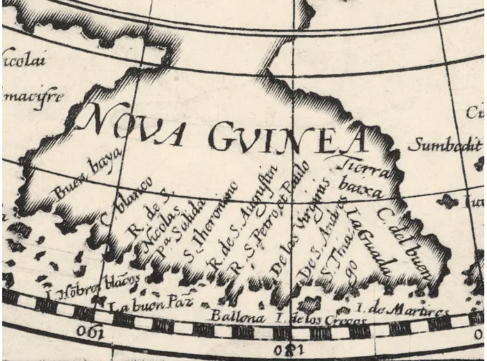 Stara mapa świata 1598 — Plancius, faksymile Wiedera 1927 — detal 7