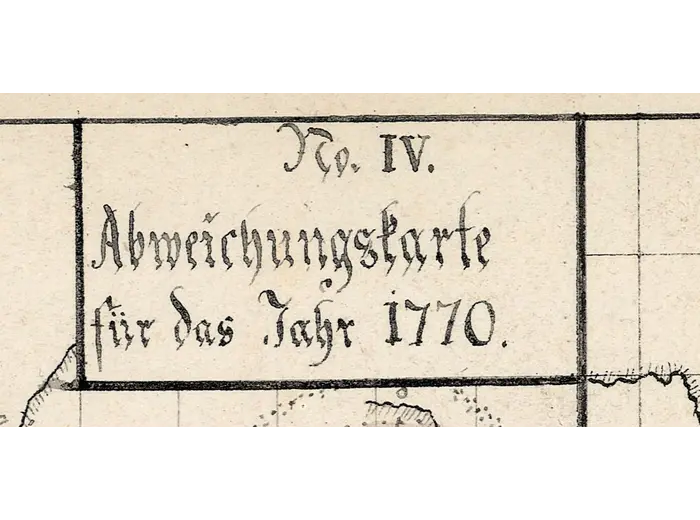 Stara mapa świata 1807 — Hansteen, Abweichungskarten — detal 1