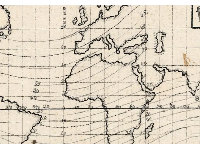 Stara mapa świata 1807 — Hansteen, Abweichungskarten — detal 5