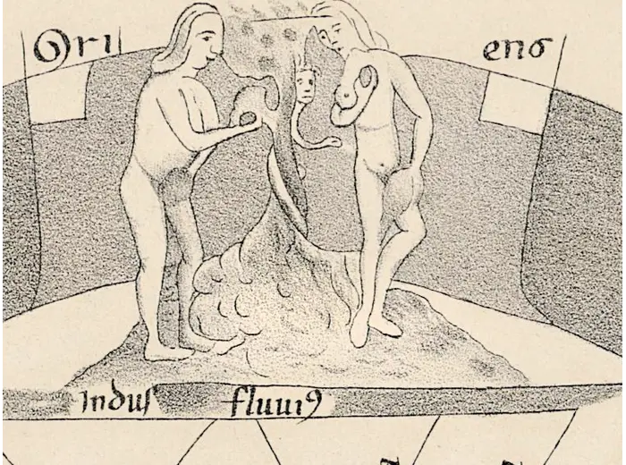 Mapamundi antiguo — mapa de Higden, facsímil de Jomard — detalle 5