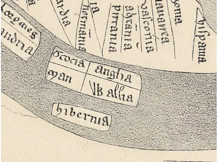 Mapamundi antiguo — mapa de Higden, facsímil de Jomard — detalle 7