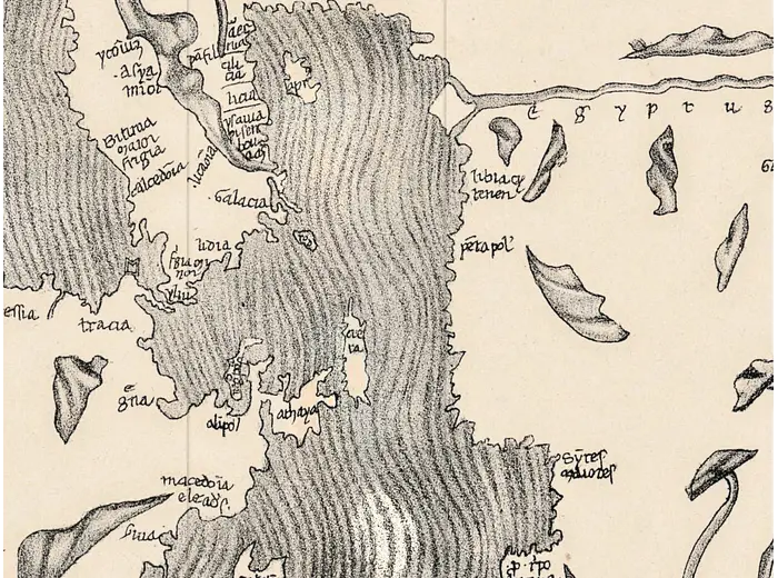 Stara mapa świata — mapa Sanuda, faksymile Jomarda