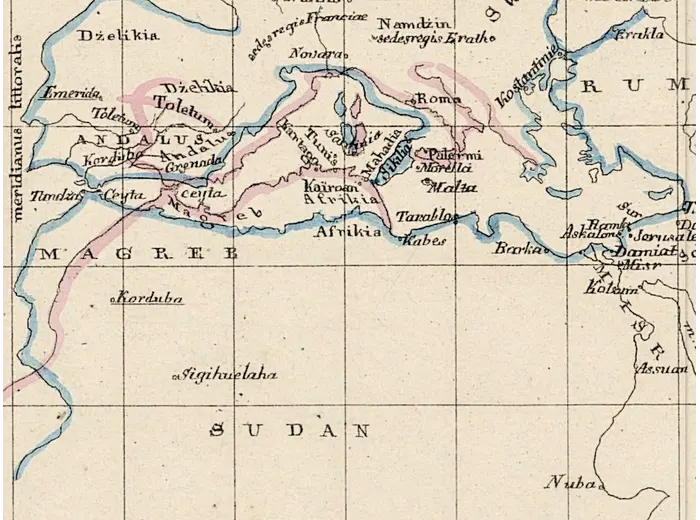 Oude wereldkaart 10e eeuw — Istakhri en Ibn Hawqal, Lelewel 1852 — detail 4