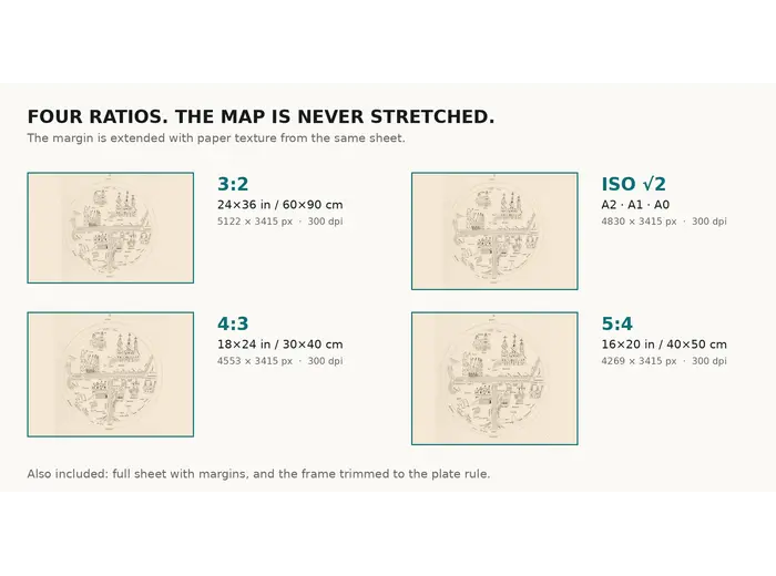 Old World Map — Mappemonde de Leipzig, Jomard's Monuments — print sizes at 300 dpi