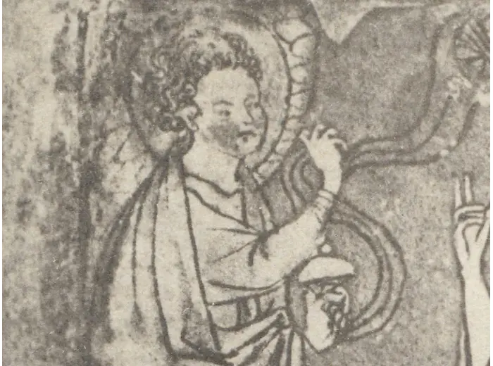 Antique World Map — Psalter Map, Miller Facsimile 1895, Plate 1 — detail 2: apostle left figure