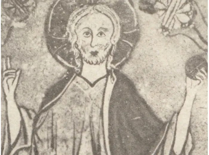 Antique World Map — Psalter Map, Miller Facsimile 1895, Plate 1 — detail 3: christ blessing top