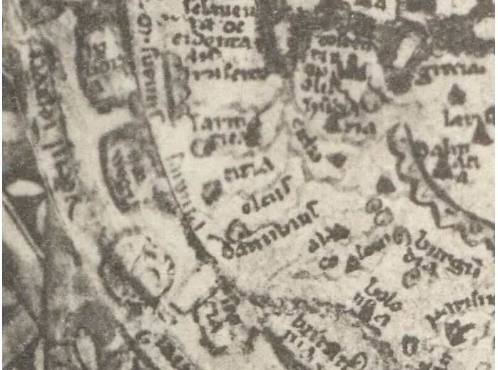 Antique World Map — Psalter Map, Miller Facsimile 1895, Plate 1 — detail 7: monstrous races africa rim