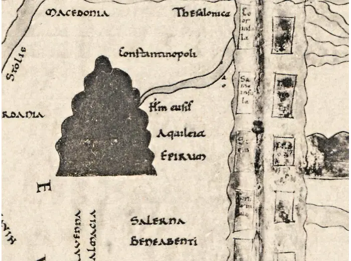 Stara mapa świata — mapa Beatusa z Turynu, faksymile Millera 1895, tabl. 8 — detal 3
