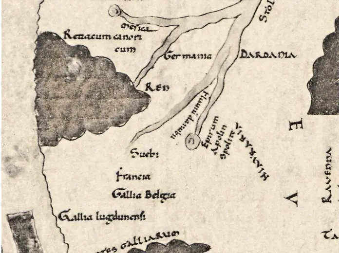 Stara mapa świata — mapa Beatusa z Turynu, faksymile Millera 1895, tabl. 8 — detal 6