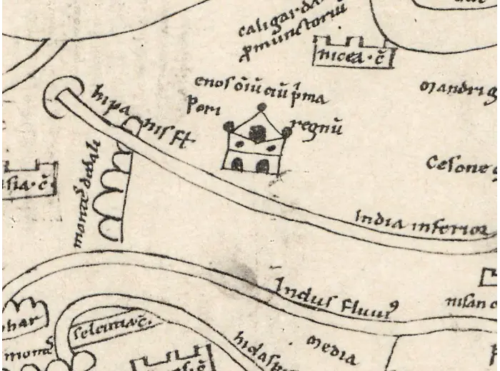 Stara mapa Azji ok. 1150 — mapa Hieronima, faksymile Millera 1895, tabl. 11 — detal 5