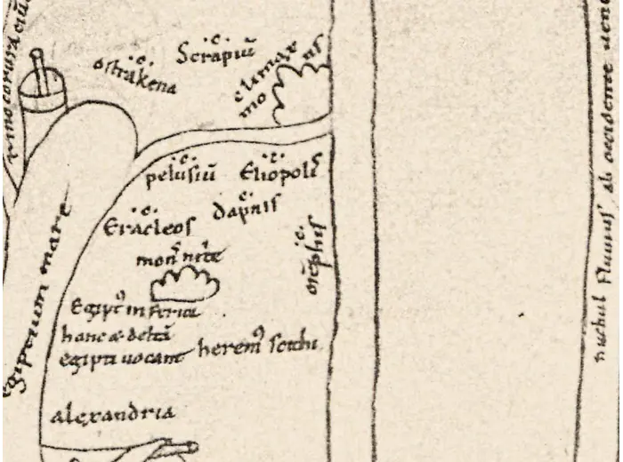Stara mapa Ziemi Świętej ok. 1150 — Hieronim, faksymile 1895, tabl. 12 — detal 6