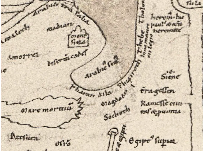 Stara mapa Ziemi Świętej ok. 1150 — Hieronim, faksymile 1895, tabl. 12 — detal 7