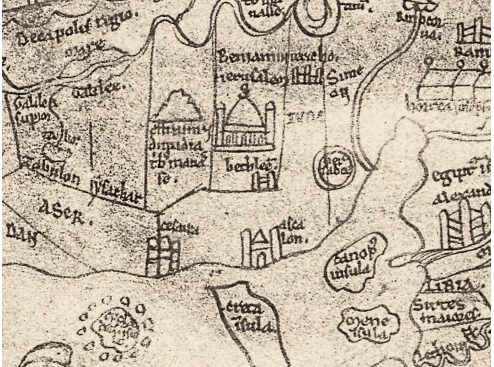 Stara mapa świata ok. 1190 — Sawley, faksymile Millera 1895, tabl. 13 — detal 3