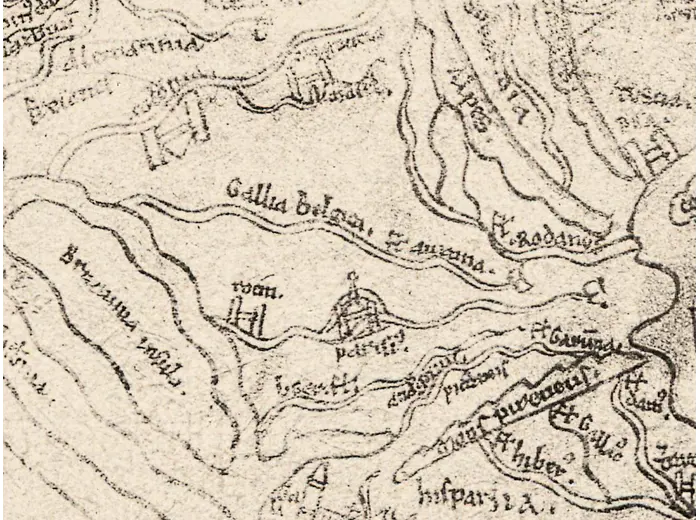 Stara mapa świata ok. 1190 — Sawley, faksymile Millera 1895, tabl. 13 — detal 4