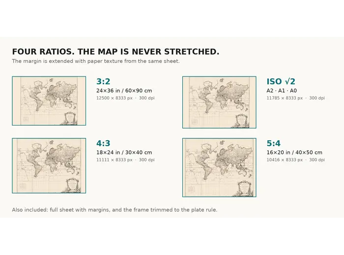 Stara mapa świata 1786 — Delamarche, Mappe Monde z podróżami Cooka — rozmiary druku w 300 dpi