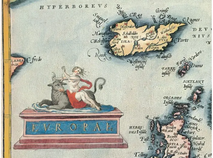 Oude kaart van Europa 1570 — Ortelius, Europae — detail 1