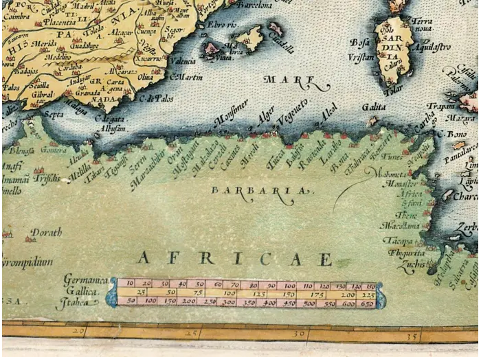 Oude kaart van Europa 1570 — Ortelius, Europae — detail 2