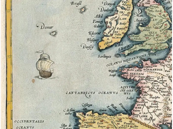 Oude kaart van Europa 1570 — Ortelius, Europae — detail 5