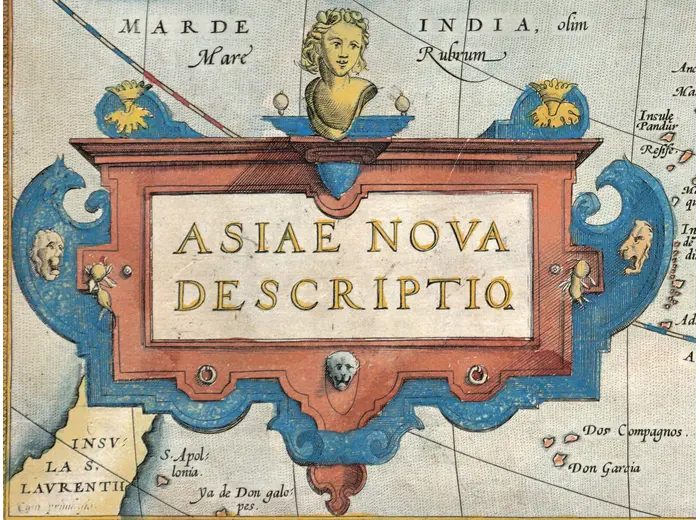 Oude kaart van Azië 1570 — Ortelius, Asiae Nova Descriptio — detail 1