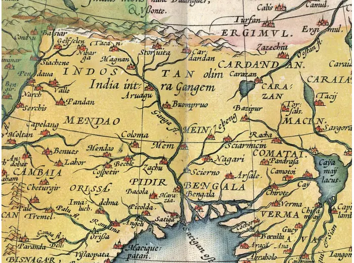Oude kaart van Azië 1570 — Ortelius, Asiae Nova Descriptio — detail 4