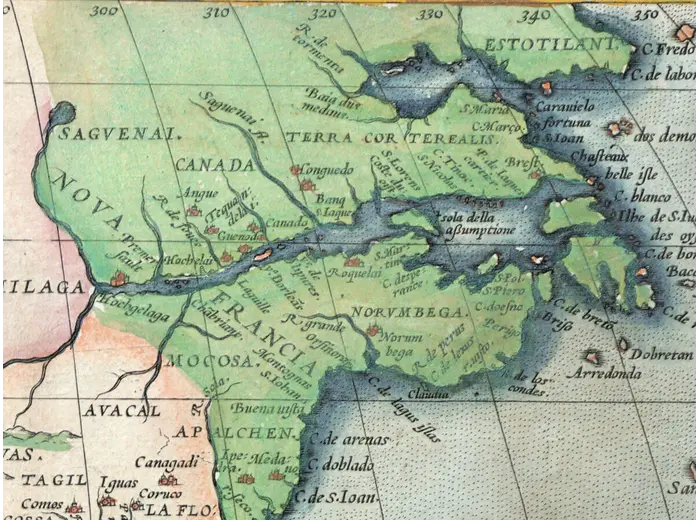 Oude kaart van Amerika 1570 — Ortelius, Americae sive Novi Orbis — detail 3
