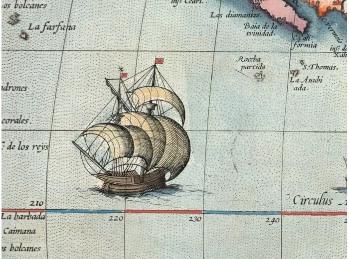 Oude kaart van Amerika 1570 — Ortelius, Americae sive Novi Orbis — detail 5
