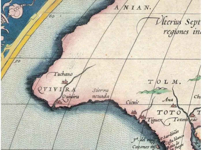 Oude kaart van Amerika 1570 — Ortelius, Americae sive Novi Orbis — detail 7